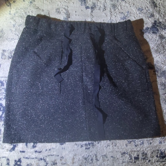 Loft MP Drawstring Mini Skirt Charcoal Grey White - Picture 1 of 8